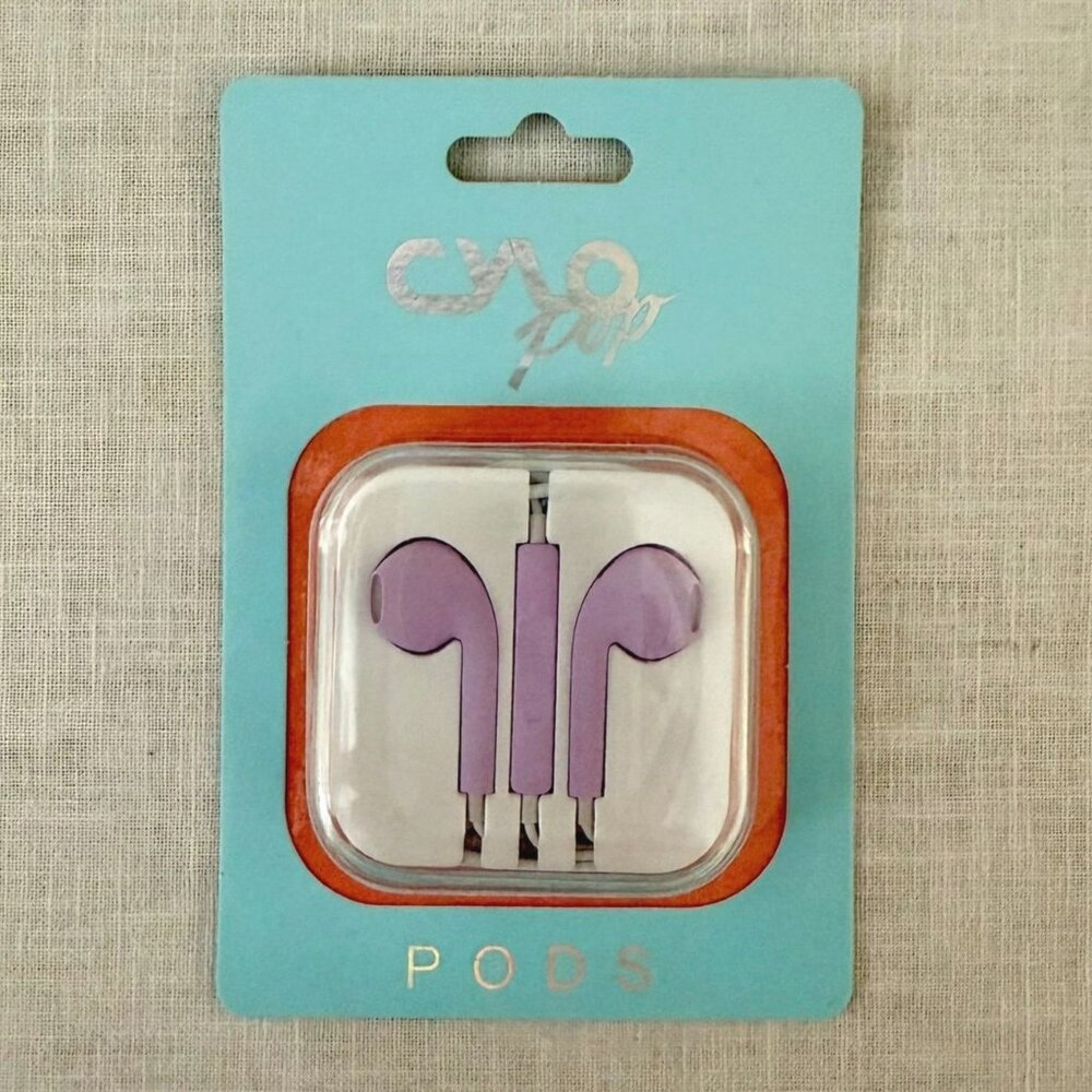 Cylo Pop Earphones Purple Built-In Mic Carrying Case Earbuds